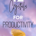 pastel tie dye background with 12 crystals to help with productivity
