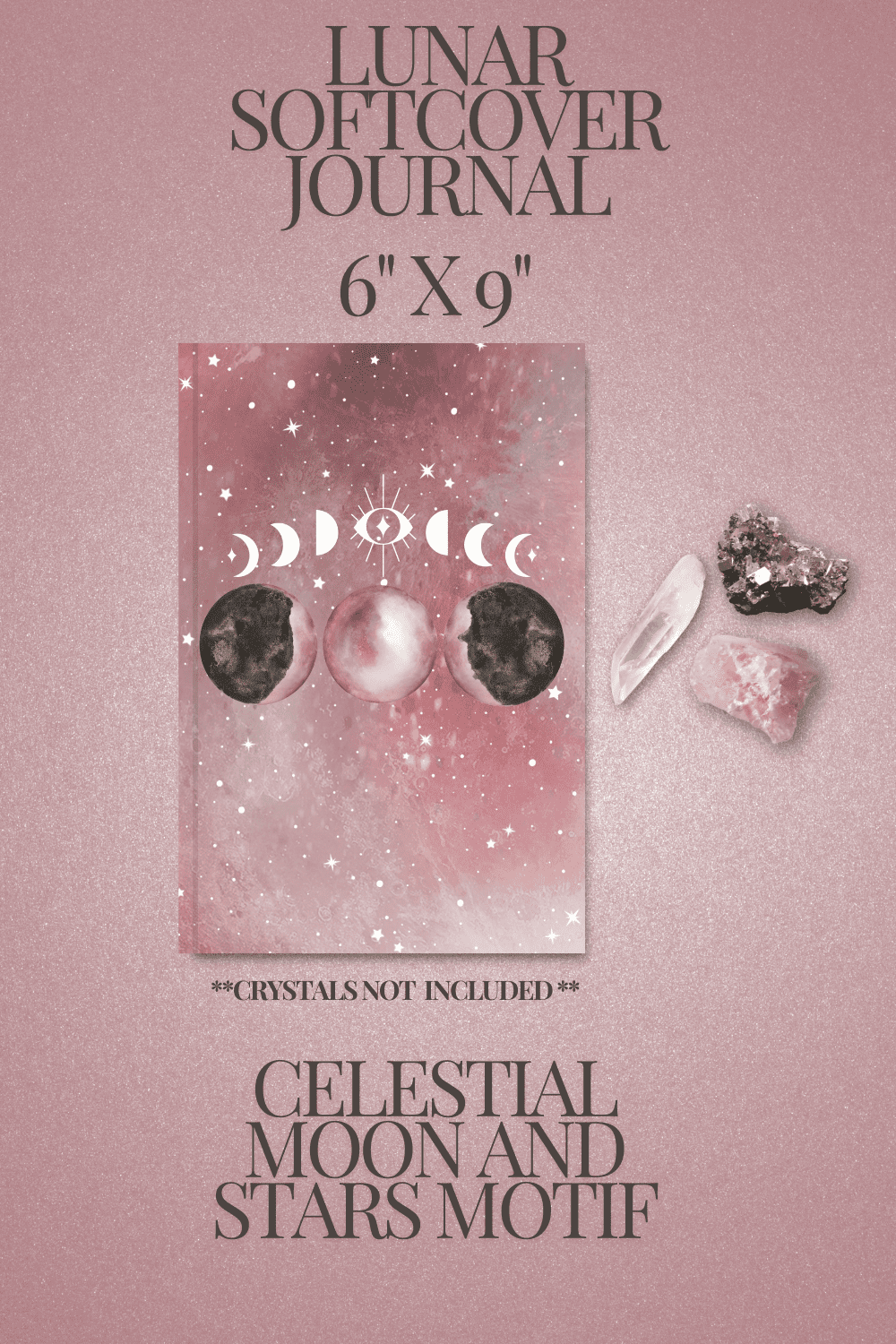 Mauve Softcover Moon and stars Lined Journal